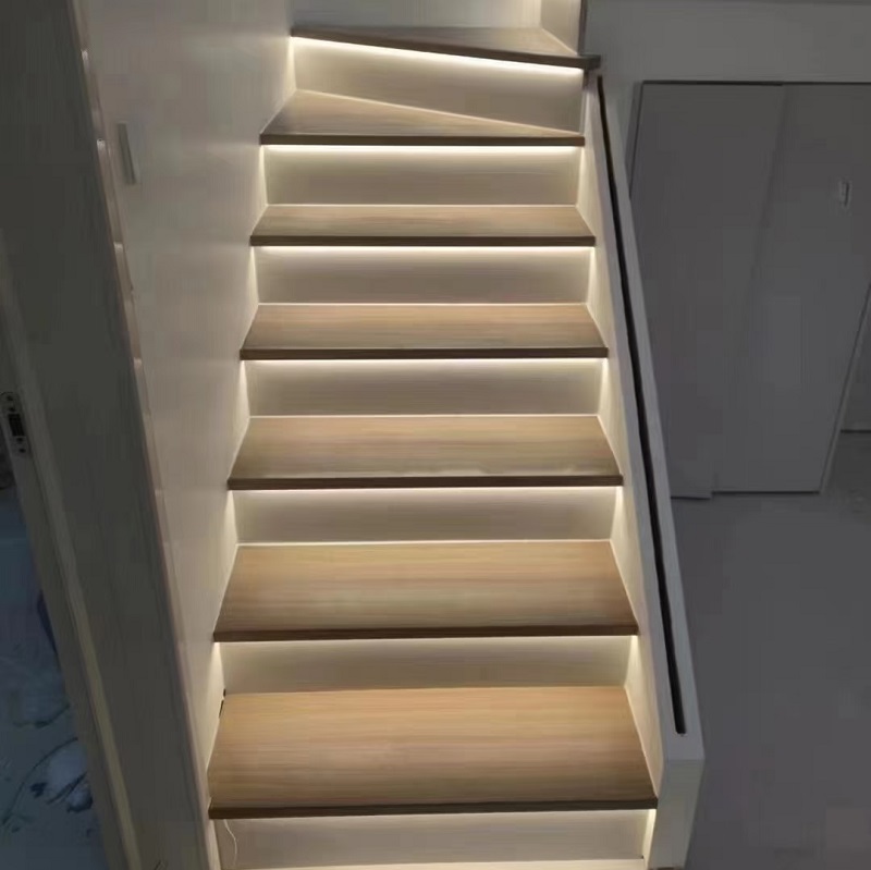 LED lighting Indoor HDF Floor Accessory Laminate Stair Nose Board Step Treads for Villa Apartment Office